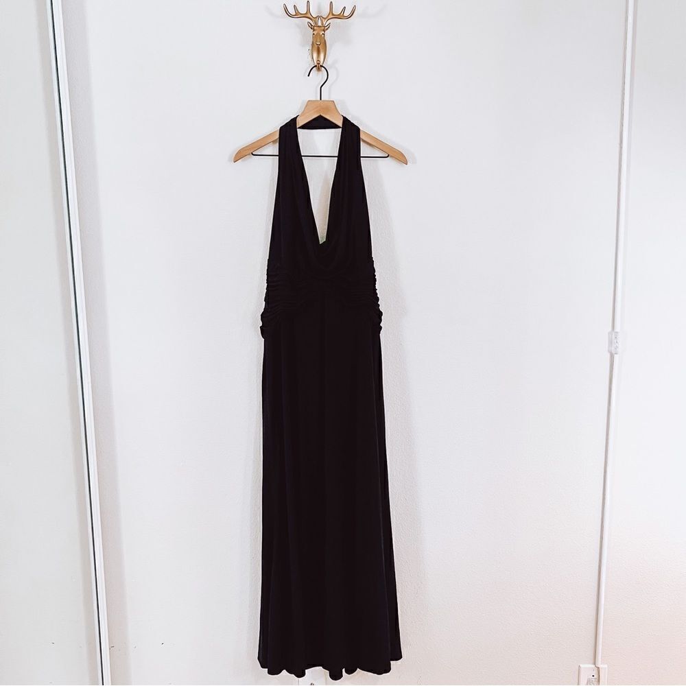 Tadashi women's Black Halter Backless Maxi Dress Size 12